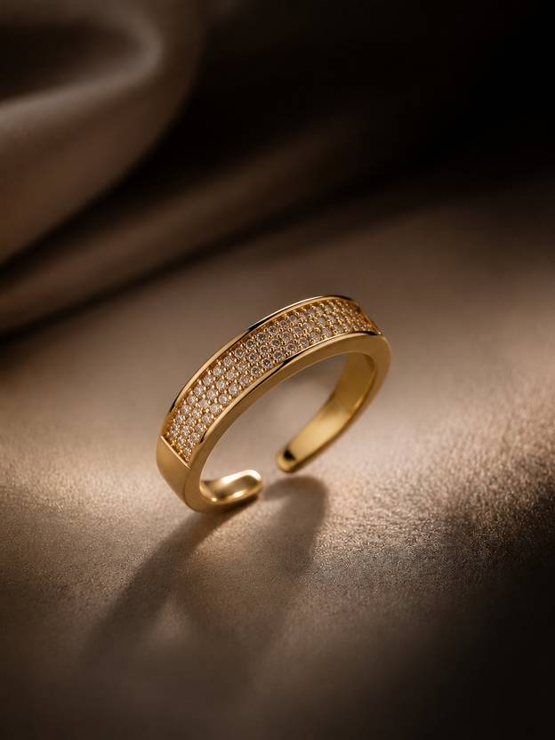 Zeraki Jewels Rose Gold Plated Adjustable Ring For Women Brass Ring