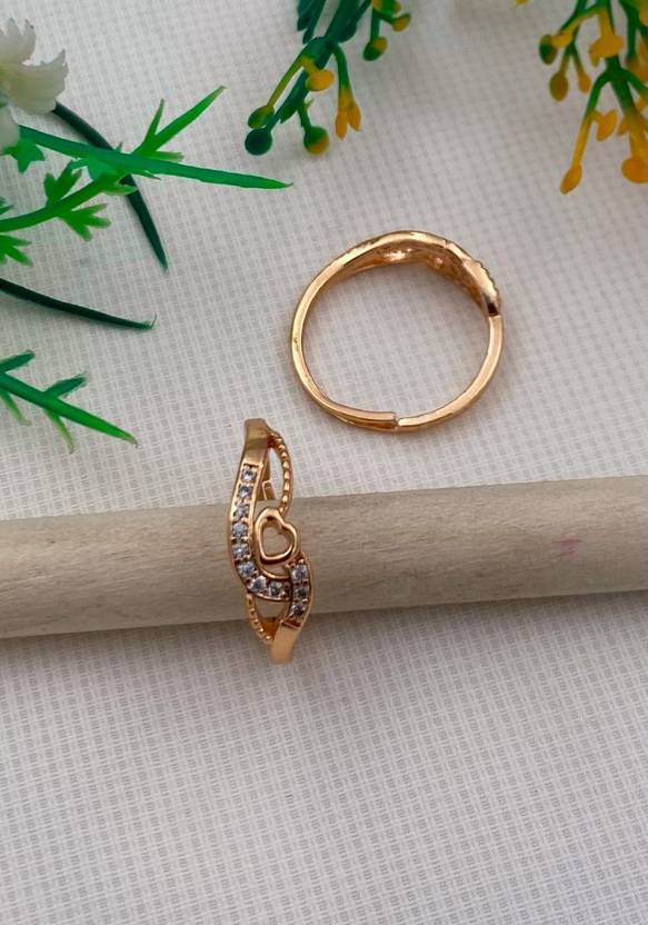 MAME CREATION Free Size Beautiful Diamond Gold Ring for Women And Girls Alloy Cubic Zirconia Gold Plated Ring