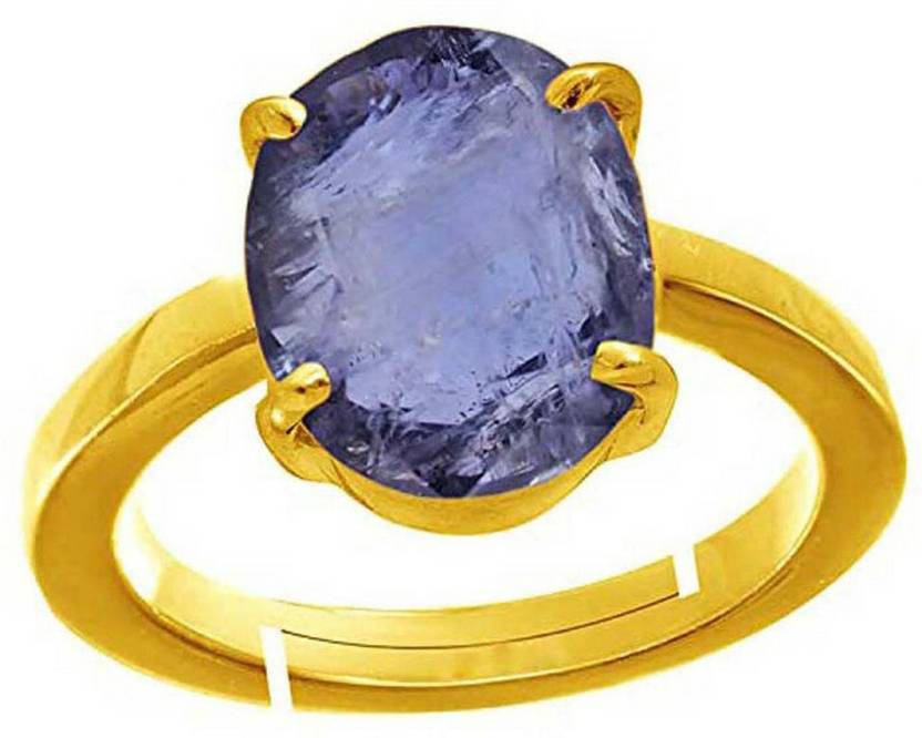 Iolite (Neeli) 3.25 Ratti or 3 Ct Panchdhatu (5 Metal) Women Adjustable Stone Sapphire Ring