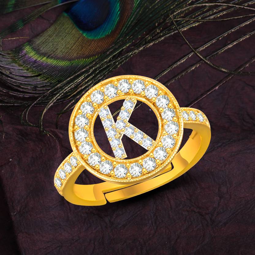 MEENAZ Alloy, Copper, Brass, Crystal, Metal, Stone Cubic Zirconia, Diamond, Crystal, Zircon Brass, Copper, Gold Plated Ring