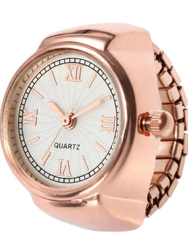 Fashion Frill Ring Watch For Women Roman Stylish Strachable Rose Gold Ring For Women Girls Stainless Steel Gold Plated Ring