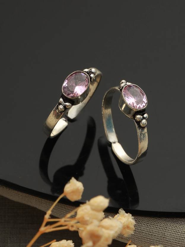 SARAF RS JEWELLERY Brass Rhodium Plated Toe Ring