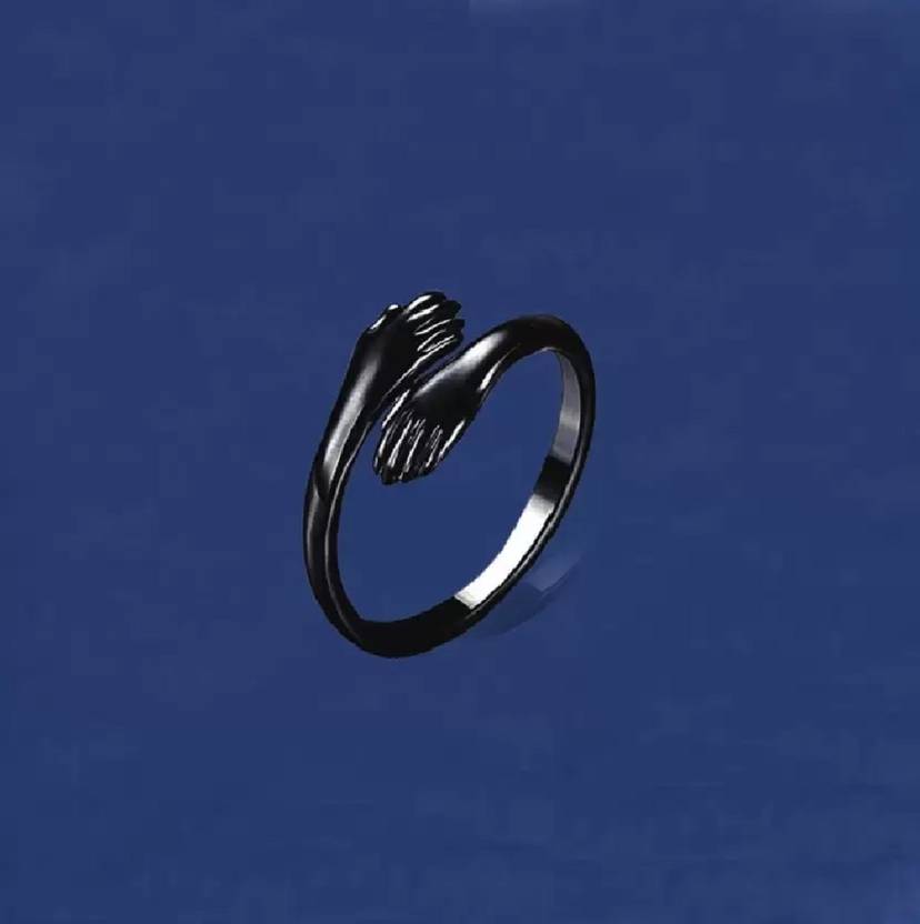 Ajish fashion black hug ring Stainless Steel Nail Ring