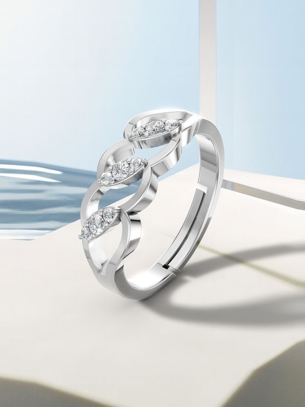 Zarkan 925 Wave Minimal Solitaire Sterling Silver Ring - Image 9