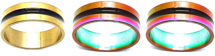 Dynamic Retail Global Set of 3 Rings for Men & Women, Multicolor-Gold ...