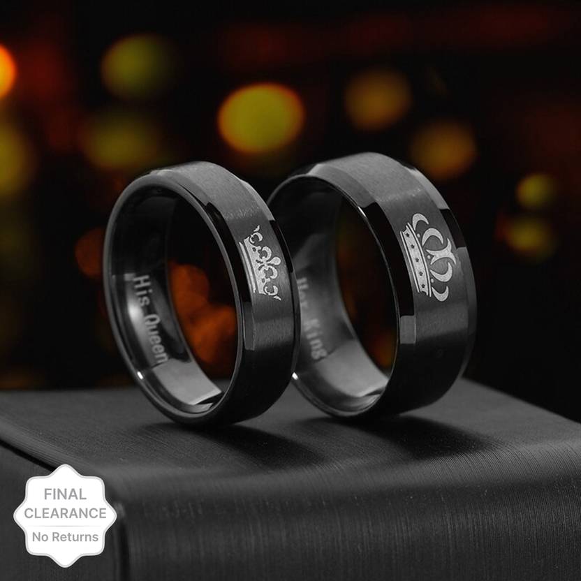 Fashion Frill Black Ring For Girls Couple Ring Her King His Queen Ring