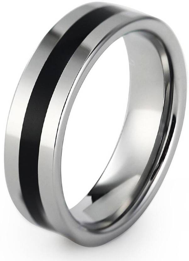 zebisco Silver & Black Linning Ring Finger Ring,Thumb Ring for Men,Boys Metal, Stainless Steel Silver Plated Ring
