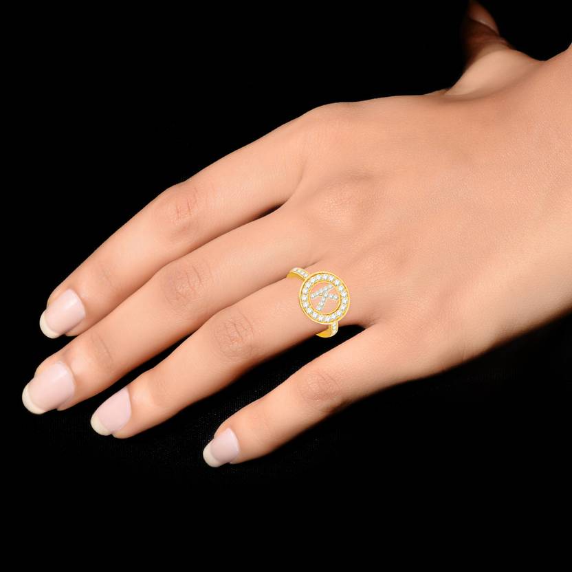 MEENAZ Alloy, Copper, Brass, Crystal, Metal, Stone Cubic Zirconia, Diamond, Crystal, Zircon Brass, Copper, Gold Plated Ring