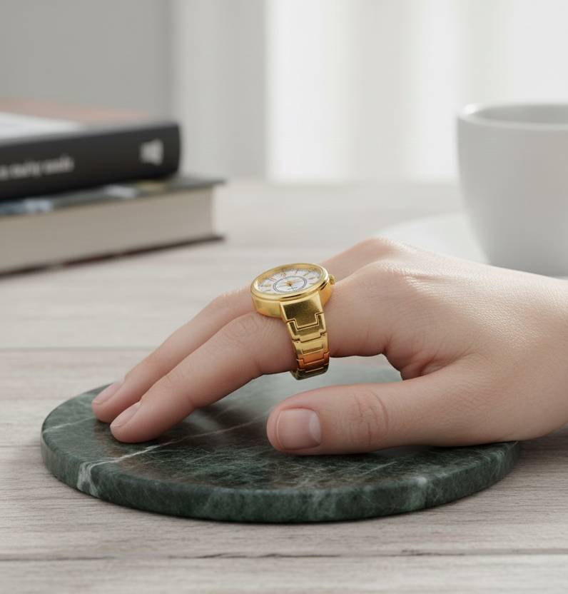 SZN Finger Ring Watch Design Rings For Women Stylish Golden Stretchable Ring Alloy, Stainless Steel Ring