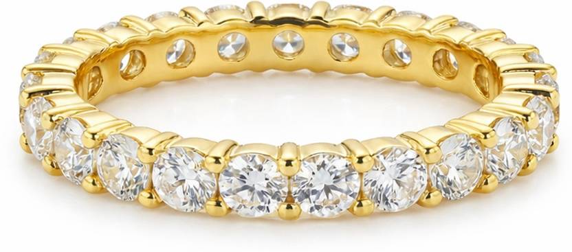 Nuyug Sauve Brass Cubic Zirconia Gold Plated Ring