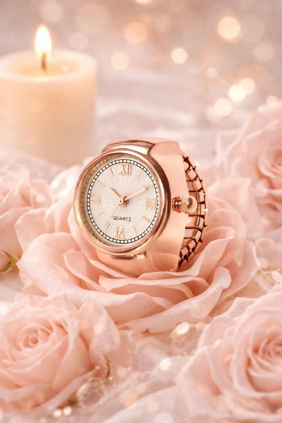 SZN Finger Ring Watch Design Rings For Women Stylish Rose-Gold Stretchable Ring Alloy, Stainless Steel Ring