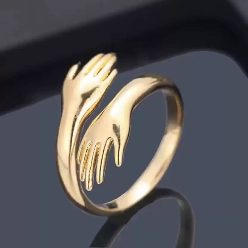 AJISH AJ HUG RING GOLD Alloy Gold Plated Ring