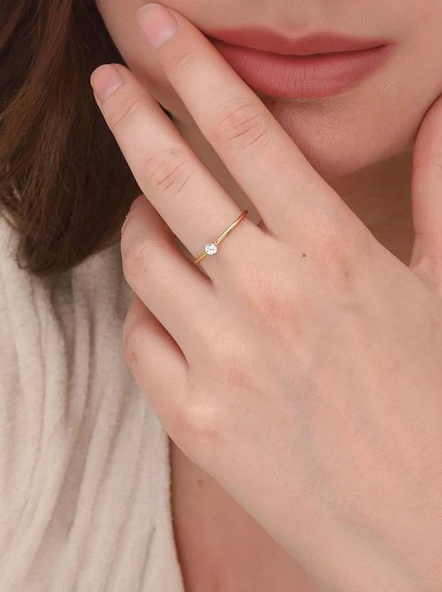PALMONAS Stainless Steel Cubic Zirconia Gold Plated Ring
