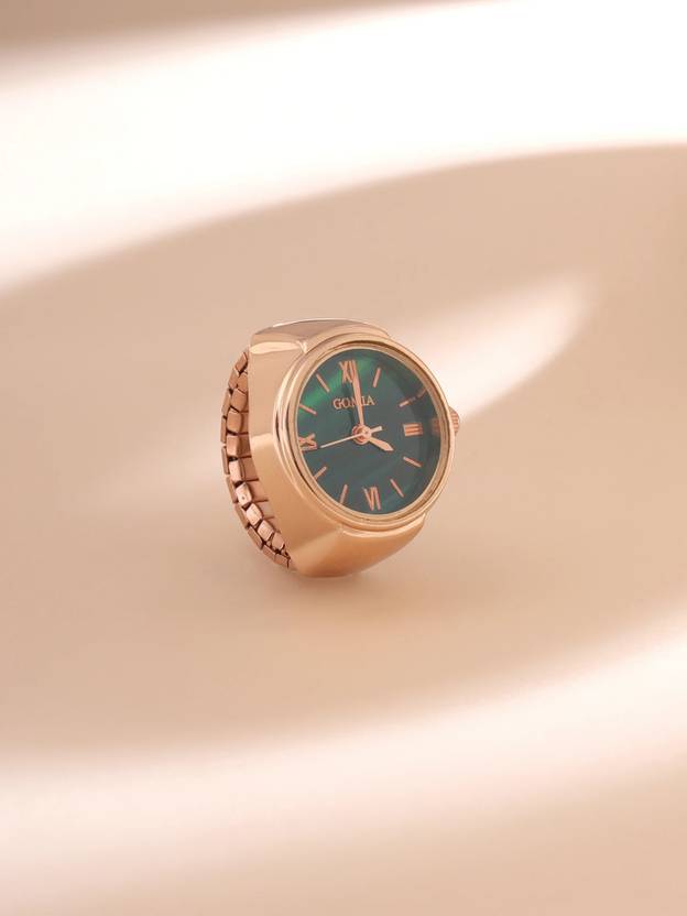 YELLOW CHIMES Rosegold Watch Rings for Women Analog Dial Stretchable Adjustable Finger Rings Alloy Gold Plated Ring