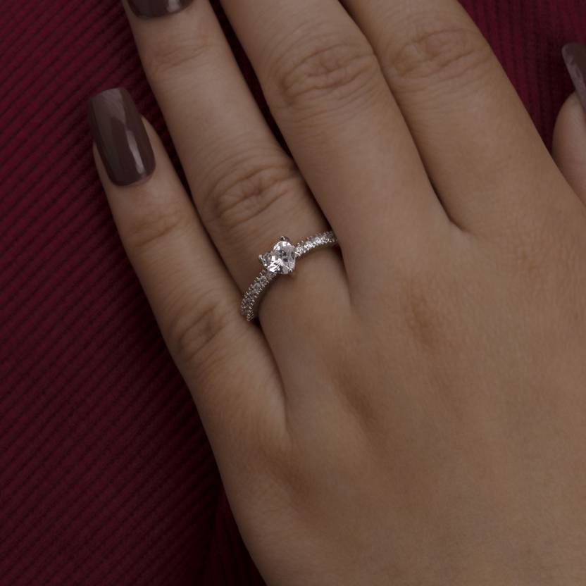 ARTKLIM Silver plated adjustable diamond ring Stainless Steel Silver Plated Ring