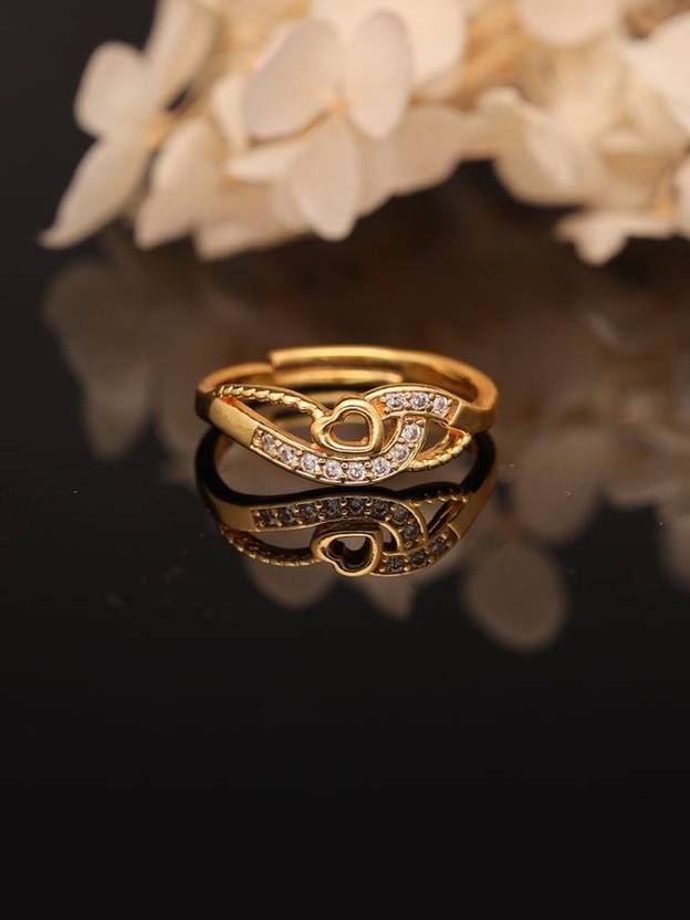 ANOUK Luxury Gold Plated Adjustable AD Finger Ring Brass Diamond Gold Plated Ring