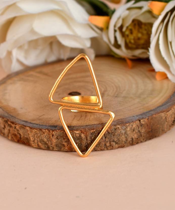Silvermerc Designs Gold Plated Celtic Double Triangle Ring Brass Gold Plated Ring