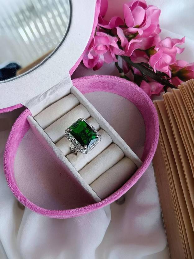 AKENTERPRISE Alloy Diamond Rhodium Plated Ring