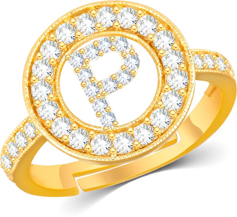 MEENAZ Alloy, Copper, Brass, Crystal, Metal, Stone Cubic Zirconia, Diamond, Crystal, Zircon Brass, Copper, Gold Plated Ring