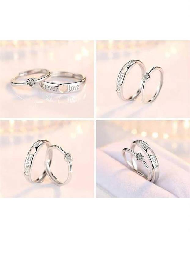 MEENAZ Valentine Gifts Fashion Traditional Jewellery designer Stylish Fancy Party wear Simple Single Promise Propose Engagement model birthday Anniversary Wedding Heart Shape Silver Platinum Golden i love you Word Name Alphabet Letter Initial Finger Rings for girls gf women husband girlfriend Men Boys Couples style boyfriend Wife Lovers Unisex Ladies Friends Solitaire American diamond CZ AD Anguthi Collection Adjustable Free size Love Couple Ring Set valentines gift ring only Daily use combo set pack Hand rings latest design Polish Finish Best Friend Friendship Combo Crystal Hearts Birds Crown Engraved Sterling 2 PCS Her King His Queen forever lover Stainless Steel couple Rhodium "Forever Love" -COUPLE RINGS-MEF06 Brass, Copper, Alloy, Crystal, Silver, Stone, Metal, Stainless Steel Crystal, Diamond, Cubic Zirconia, Zircon Platinum, Rhodium, Titanium, Sterling Silver Plated Ring Set