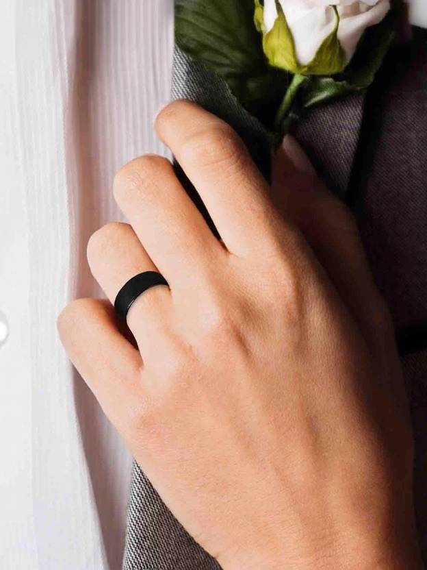BigWheels Adjustable Open-Cuff Black Plain Thin Funky Thumb/Toe/Knuckle Finger Band Ring Stainless Steel Ring