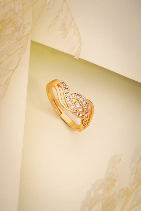 ANOUK 1 Adjustable Gold Plated Ring. Brass Diamond Gold Plated Ring