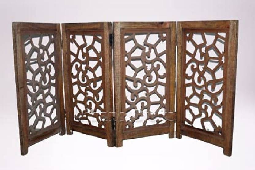 India wood mart Wooden Room Divider 4 Panel Design Partition Wood