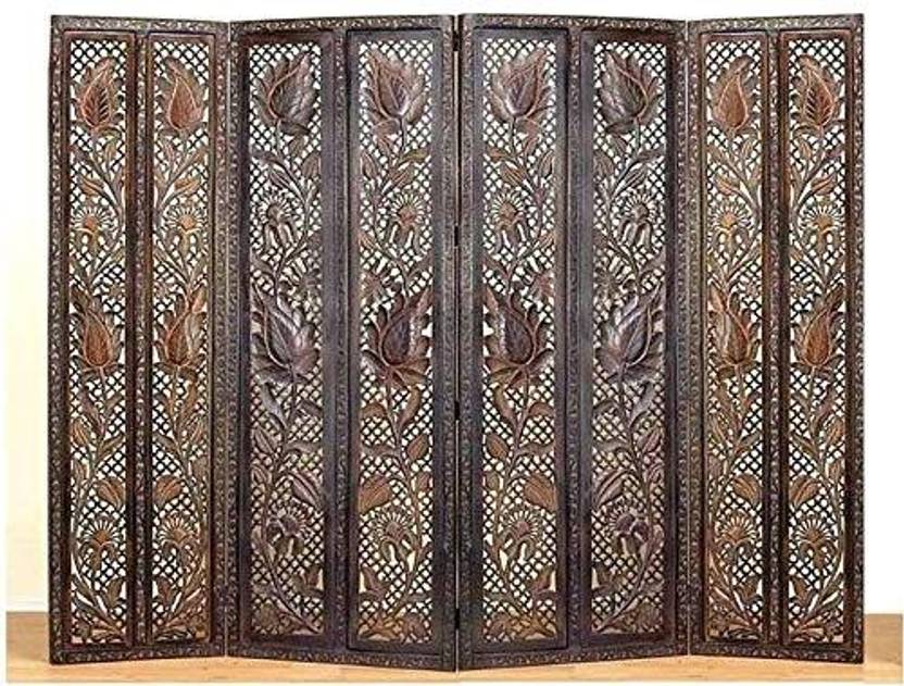 India wood mart Wooden Room Divider 4 Panel Partition Wood Panel