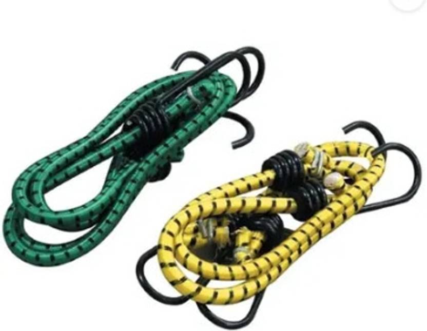 pbbs Stretchable Elastic Cables Luggage Tying Rope With Hooks Set Of 2 Multipurpose Multicolor