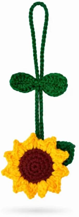 CrochetCraze Handmade Crochet Sunflower Bag Charm Handmade crochet sunflower hair tie Rubber Band