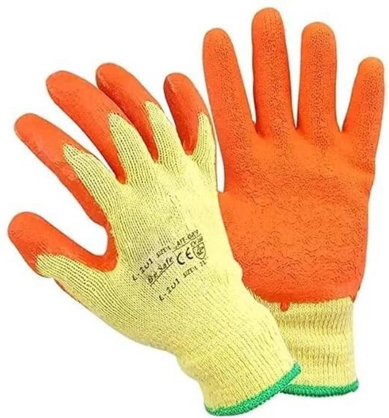 Pack of 2 GOUTHAM ENTERPRISES Latex Dip Cotton Gloves Latex  Safety Gloves