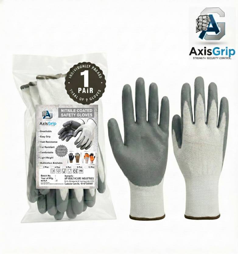 Axisgrip Nylon Safety Gloves 1 Pair | Anti Cut | Cut Resistant | Industrial | Domestic Nylon Safety Gloves