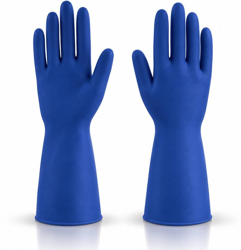 Axisgrip 1 Pair blue Rubber Safety Hand Gloves For Chemical, Electrical Rubber Safety Gloves