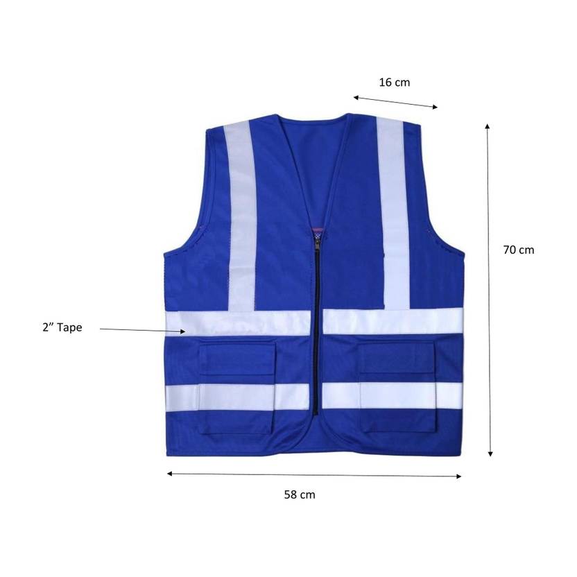 BEGGOSAFE Safety Jacket Chain With 2 Pocket Reflective Stripes at the Front & Back Safety Jacket