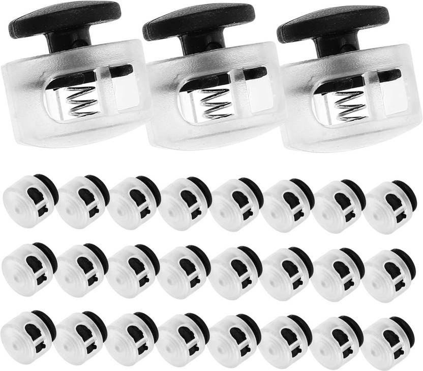 Rarehaunt 2 Hole Black Transparent Cord Stopper Tongle Wide PushButton Shoelace Bags 10 Pc Safety Lock