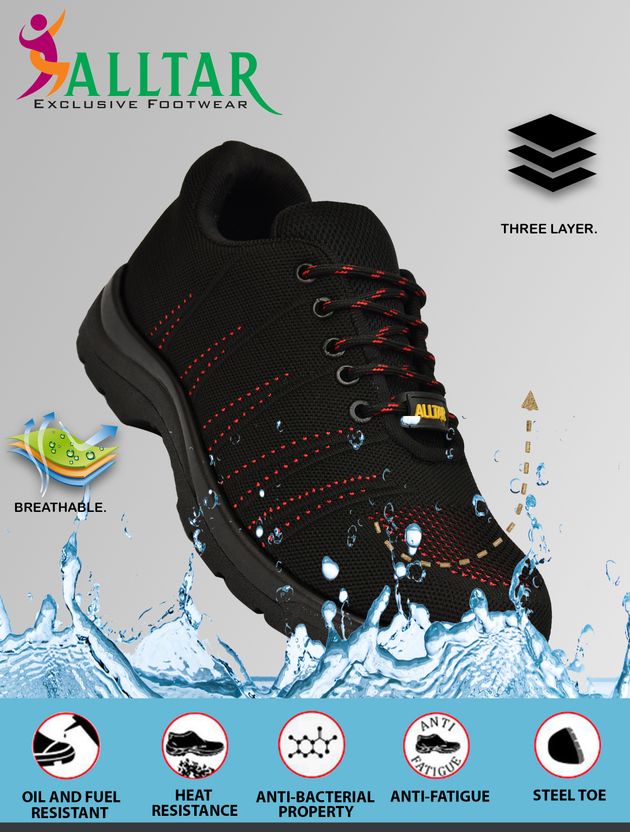 ALLTAR Steel Toe Mesh Safety Shoe Black Size 8 - Image 1