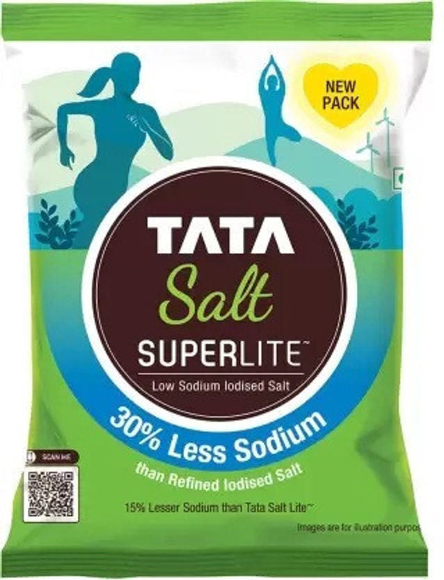 Tata Superlite Namak, 30% Low Sodium 1kg/ Iodized Salt