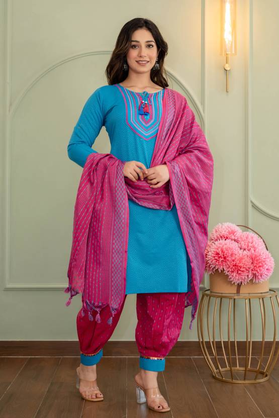 BuraakTexmart Embroidered Kurta, Salwar & Dupatta Set