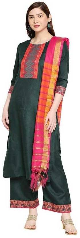 Thezaara Self Design Kurta, Palazzo & Dupatta Set