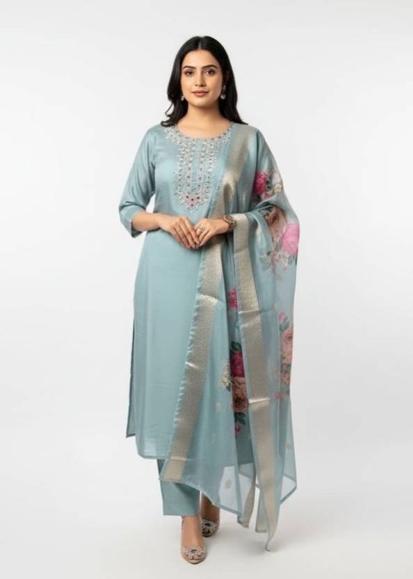 LULUCREATION Floral Print Kurta, Trouser/Pant & Dupatta Set