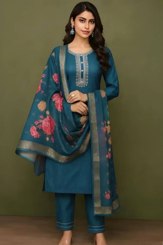 LULUCREATION Embroidered Kurta, Trouser/Pant & Dupatta Set