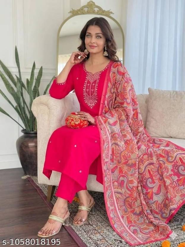ASHTAVINAYAK Embroidered Kurta, Trouser/Pant & Dupatta Set