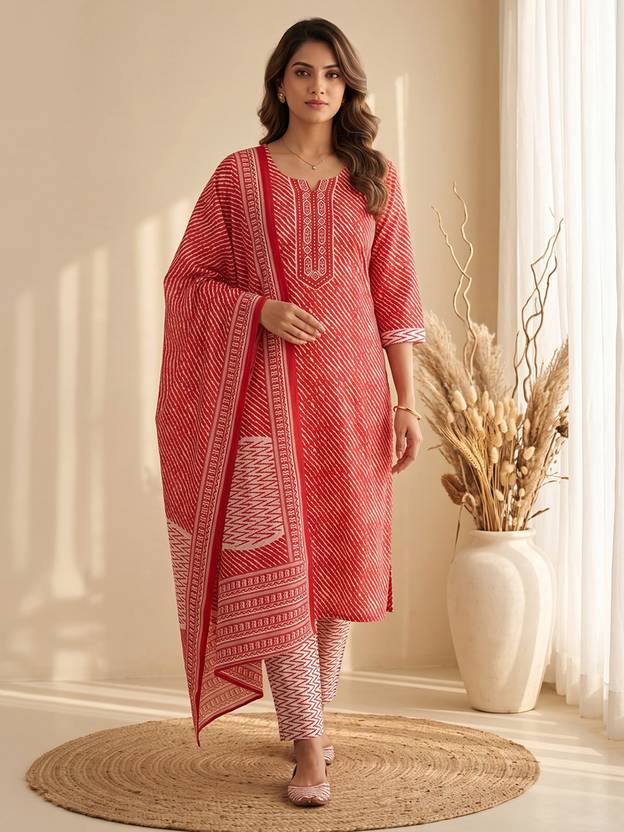 Meena Bazaar Printed Kurta, Salwar & Dupatta Set