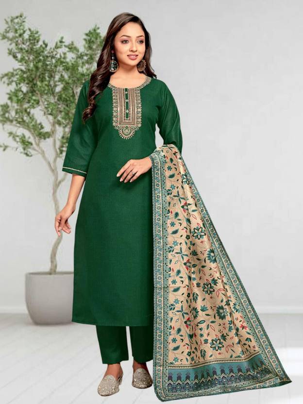 ZURIINTHREAD Embroidered Kurta, Churidar & Dupatta Set