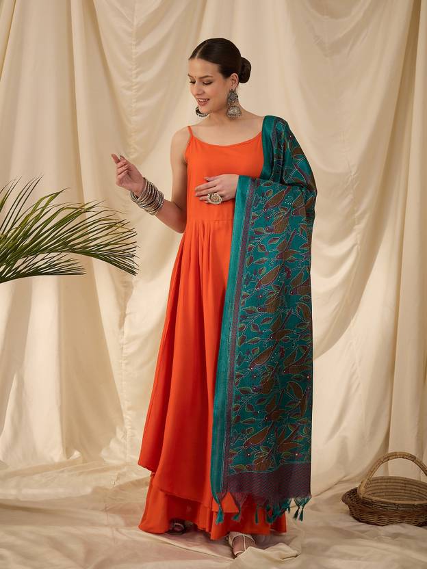 InWeave Silk Blend Printed Green Women Dupatta