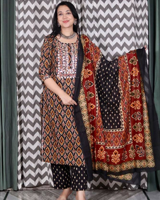 badodiya's DEEPIKA Embroidered Kurta, Palazzo & Dupatta Set
