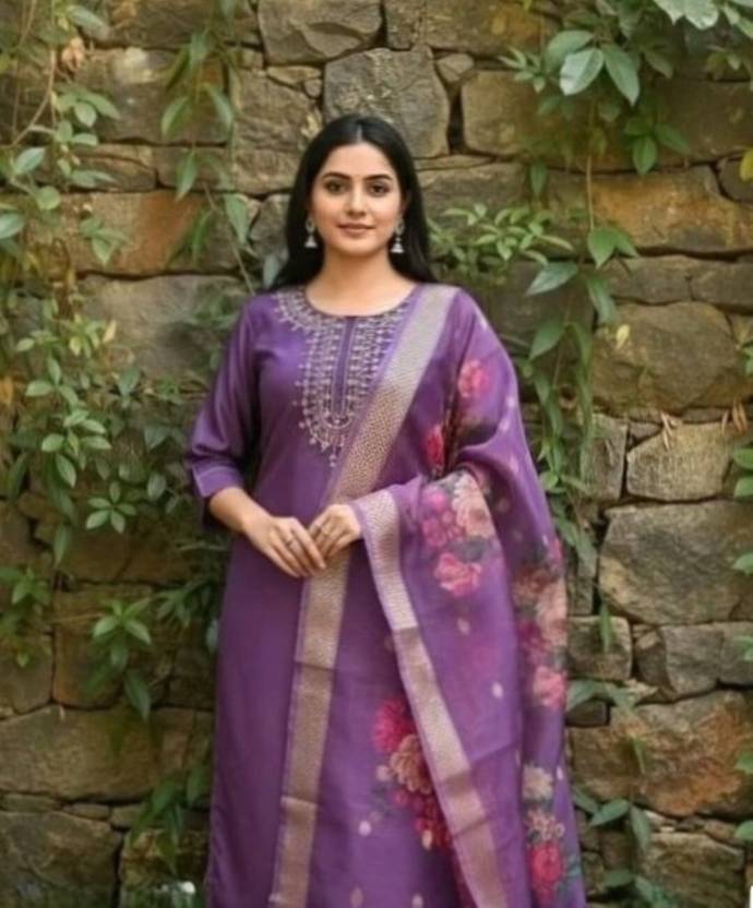 LULUCREATION Embroidered Kurta, Trouser/Pant & Dupatta Set