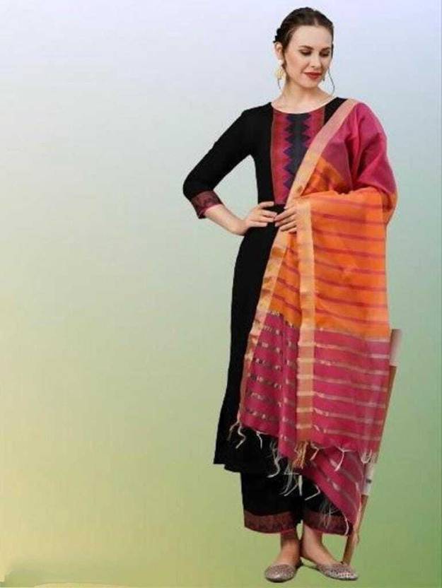 Thezaara Self Design Kurta, Palazzo & Dupatta Set