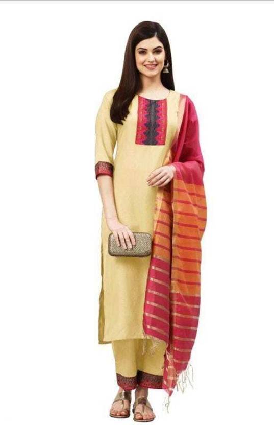 Thezaara Self Design Kurta, Palazzo & Dupatta Set