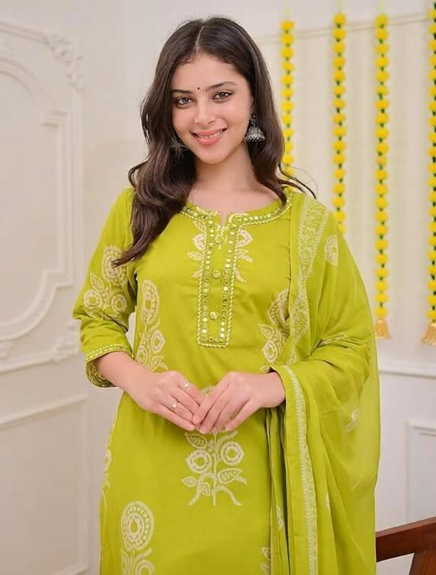 Aanganedit Printed Kurta, Palazzo & Dupatta Set